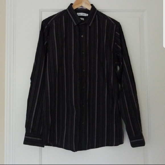 Calvin Klein Slim Fit Boys Button Up Striped Shirt - Picture 1 of 5